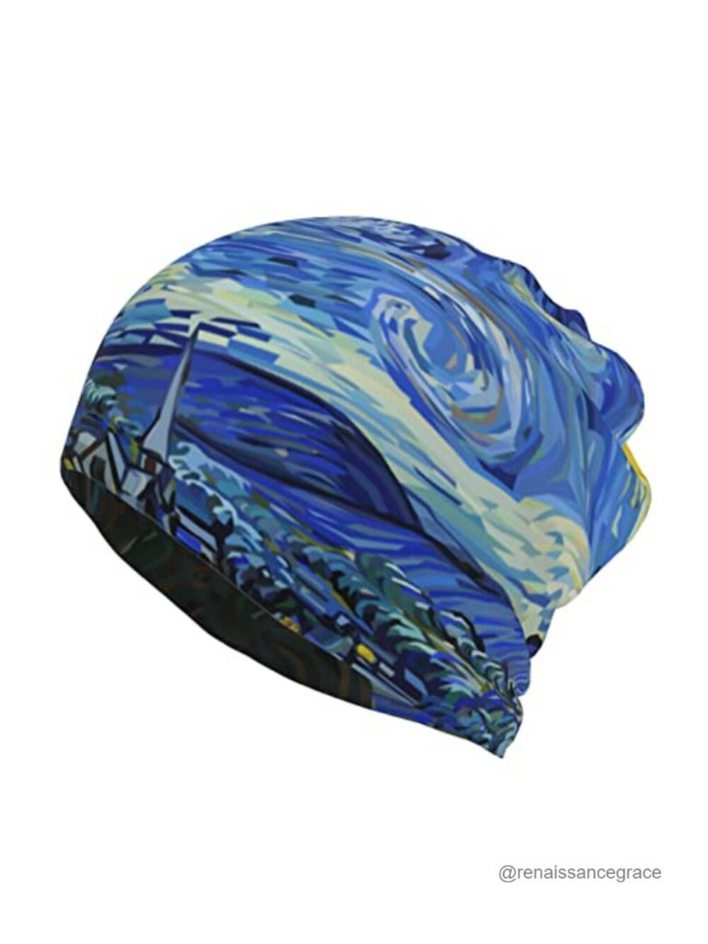 Skull Beanie Hat Baggy Slouchy Stretchable Chemo Cap Spiral Open Top Ponytail